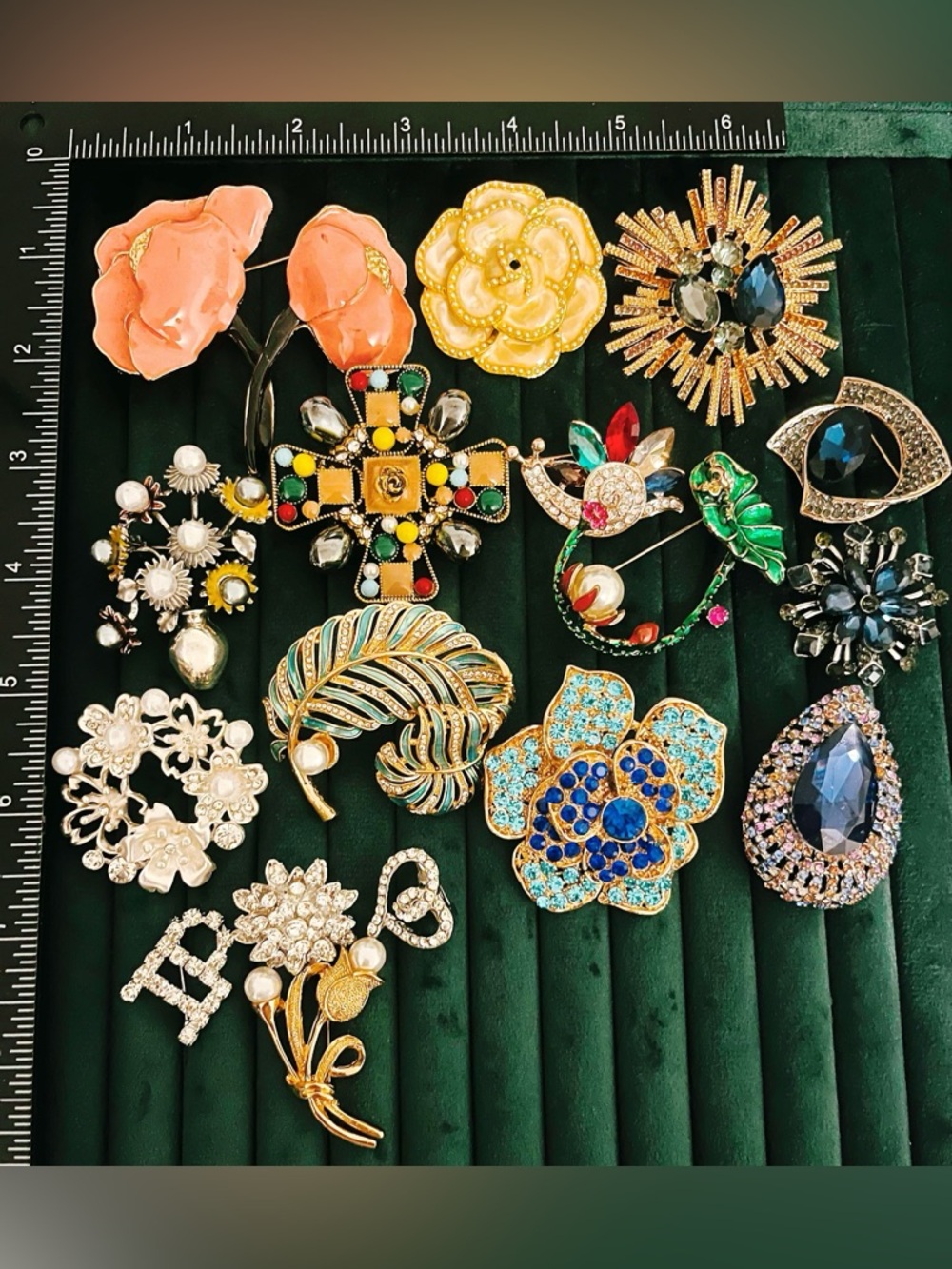 Lot 17pcs Rhinestone Flower Brooches Animal Statement Pins